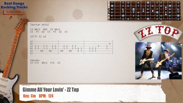 🎸 Gimme All Your Lovin' - ZZ Top Guitar Backing Track with chords and lyrics смотреть онлайн