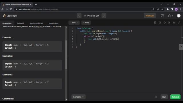 Search Insert Position | Leetcode | Optimal Solution | JAVA смотреть онлайн