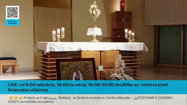LIVE: od 9:00 adorácia, 18:00 sv. omša, 19:00-22:00 sv. ružencec pred vyloženou Sviatosťou oltárno смотреть онлайн