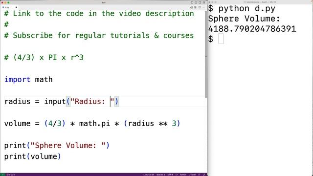 Volume Of A Sphere | Python Example смотреть онлайн
