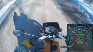 МАКСИМАЛЬНАЯ СКОРОСТЬ МОТОЦИКЛА ВОСХОД 3М 01 #6 замер максимальной скорости со звездой 13 зубьев 1