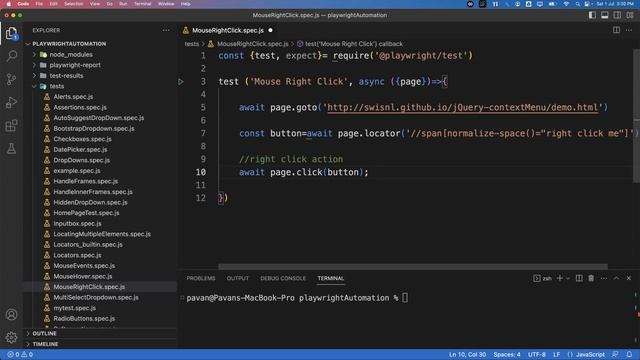 Playwright with Javascript | Mouse Right Click/Context Click Action | Part 22 смотреть онлайн