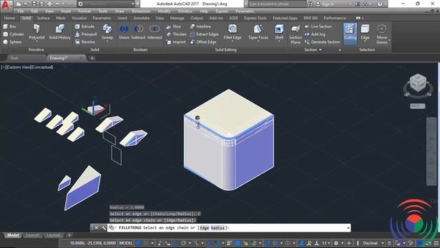 Autodesk AutoCAD: How to use 3D Fillet Command in Autodesk AutoCAD смотреть онлайн
