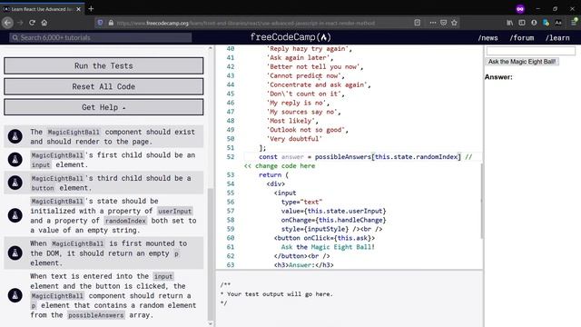 React: Use Advanced JavaScript in React Render Method-FreeCodeCamp org(Day-13) смотреть онлайн