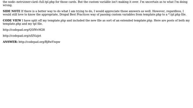 Drupal: Pass custom variable from template.php to \*.tpl.php смотреть онлайн