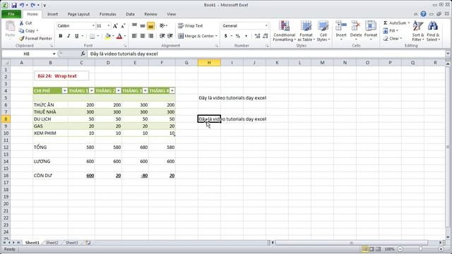 22 - Wrap text, xuống dòng trong 1 ô excel смотреть онлайн