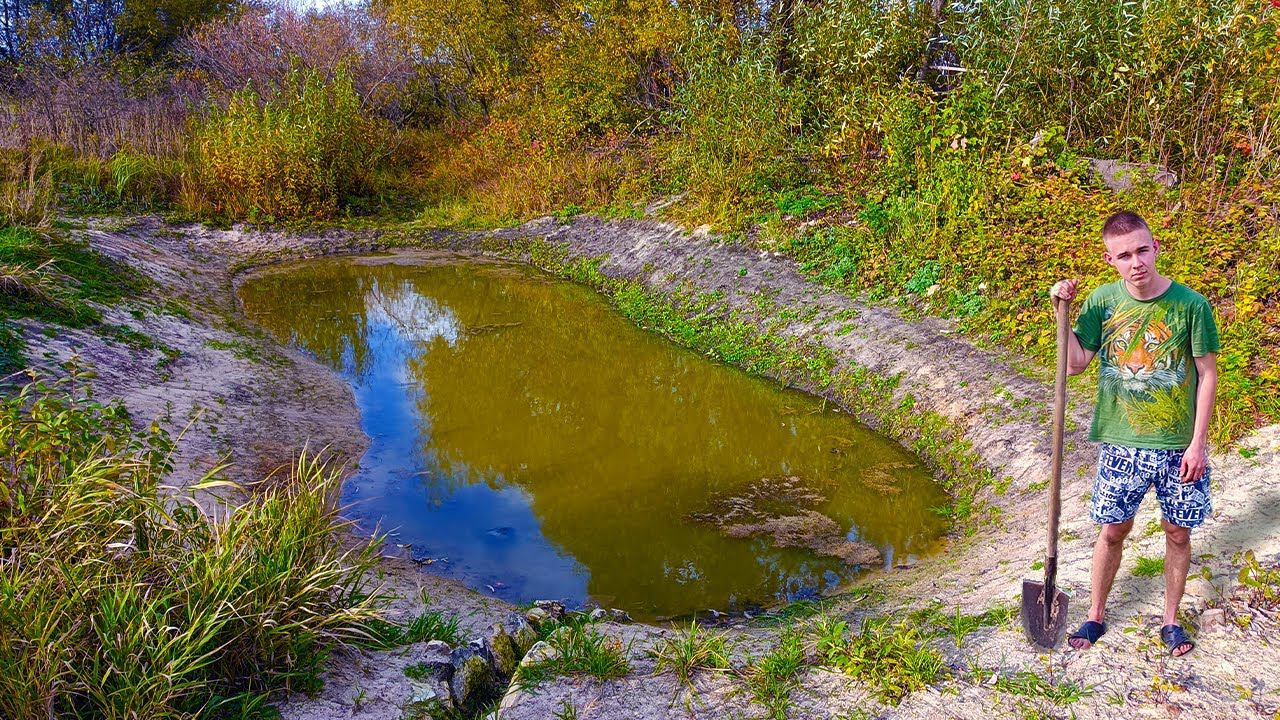 Копаю пруд лопатой! Сделал канавку и спилил иву возле пруда! смотреть онлайн
