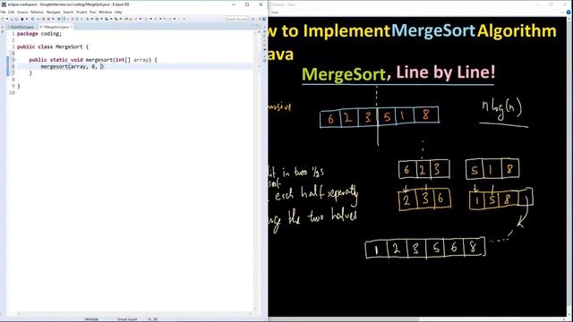 How to Implement Mergesort Line by Line in Java - Part 1 смотреть онлайн