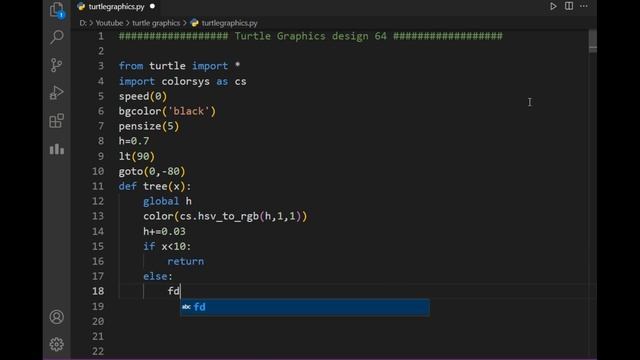 python turtle graphics tutorial || #design64 || fractal tree || Python graphics смотреть онлайн