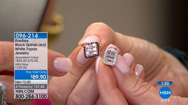 Rarities 1.35ctw Black Spinel and White Topaz Square Stu... смотреть онлайн