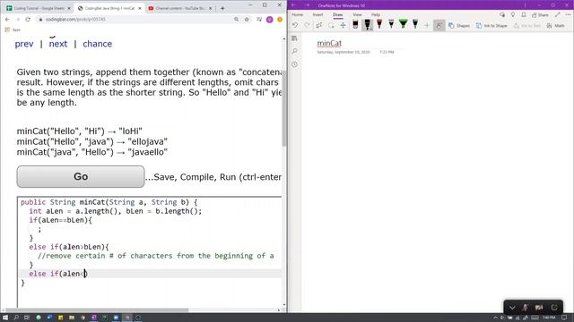 String-1 (minCat) Java Solution || Codingbat.com смотреть онлайн