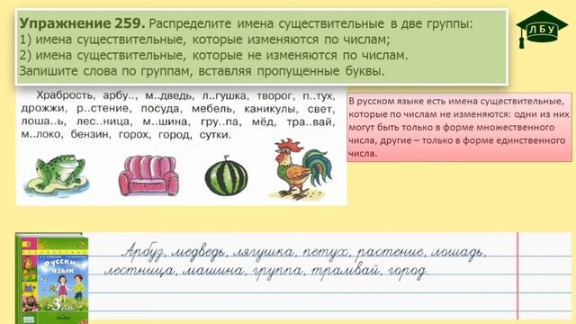 Упражнение 259. Русский язык, 3 класс, 1 часть, страница 147 смотреть онлайн