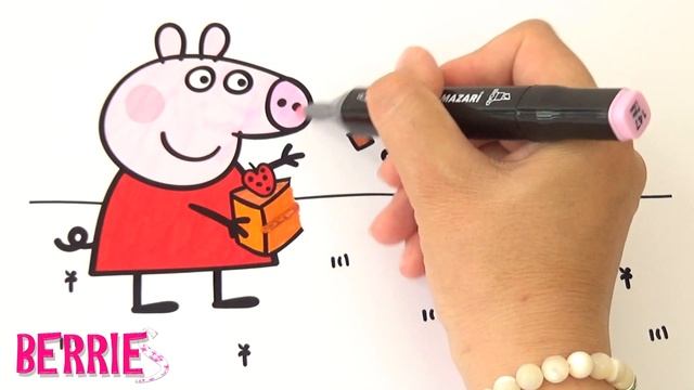 Пеппа кормит уточек - Раскраска Свинка Пеппа для детей | Color&Berries