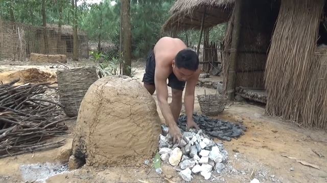 Примитивная Технология печь Известки часть 2,показатель успеха от 30% к жизни 70% примитивной смотреть онлайн