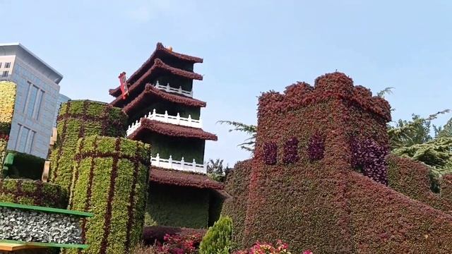 Китайские Скульптуры из Цветов у станции метро 