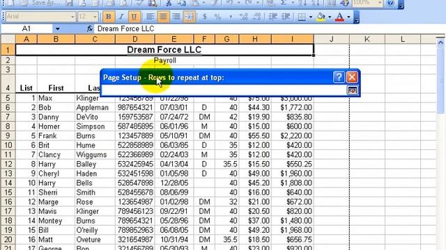 Excel 2003: Print Titles or Rows Top Each Page - Repeat Column Headers смотреть онлайн