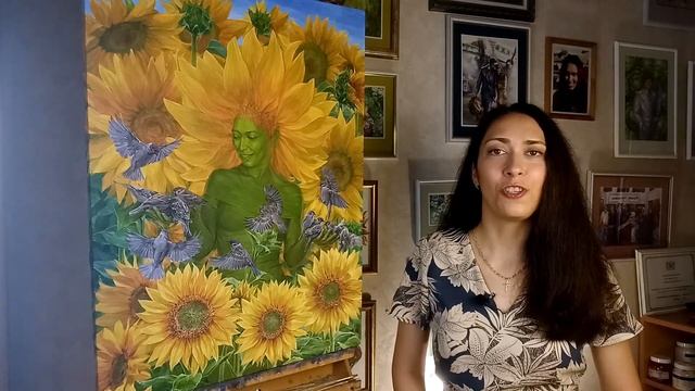 ПОДСОЛНУХ - СИМВОЛ ЛЕТА!!! // Видео описание картины "Цветок солнца" // художник Наталья Резанова смотреть онлайн