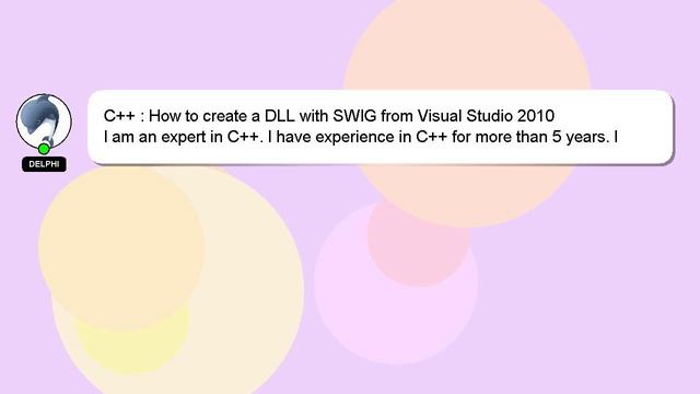 C++ : How to create a DLL with SWIG from Visual Studio 2010 смотреть онлайн