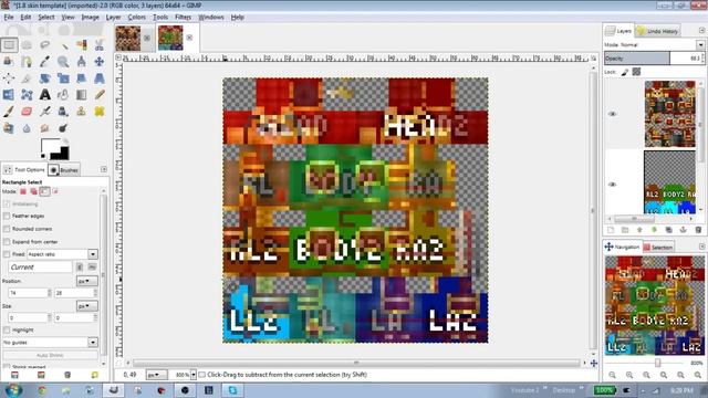 How To Convert New 1.8 Minecraft Skins Back To 1.7 And Older Skins