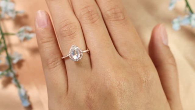 Classic 8x6mm Tear Drop Shape Moonstone Promise Ring for Her in Rose Gold смотреть онлайн
