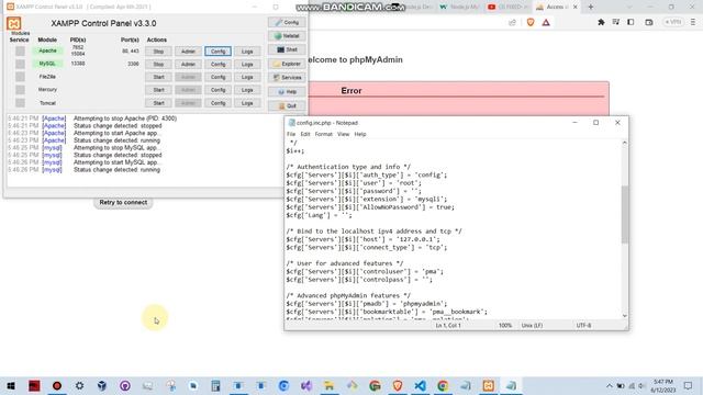 phpmyadmin error 1045 смотреть онлайн