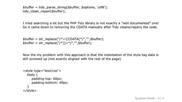 HTML : Prevent PHP Tidy from converting style tag data to CDATA смотреть онлайн