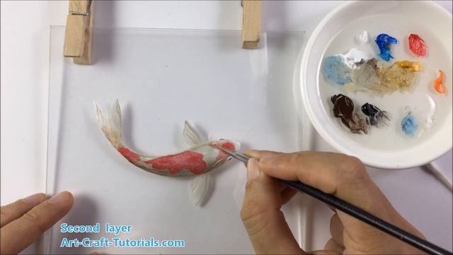 Lesson 2 - Koi fish 3D painting on clear Perspex Acrylic - Timelapse version смотреть онлайн