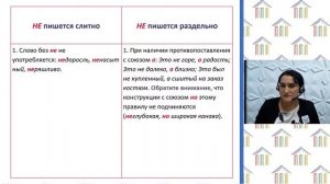 7 класс. Русский язык. Мусаева Н.З. Тема: «Различение частицы не и приставки не»