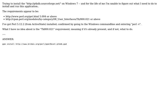 How do I install "Perl/Tk Debugger" on Windows 7? смотреть онлайн