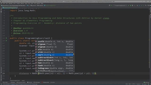 Intro to Java Chapter 02 Exercise 15 - Geometry: distance of two points смотреть онлайн