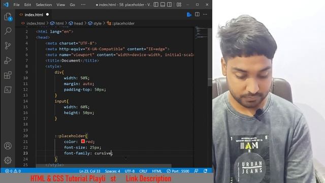 Placeholder Selector In CSS | Html And CSS Tutorial In Hindi #59 смотреть онлайн
