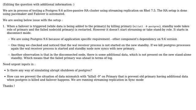 Databases: Postgresql 9.6 HA issues смотреть онлайн