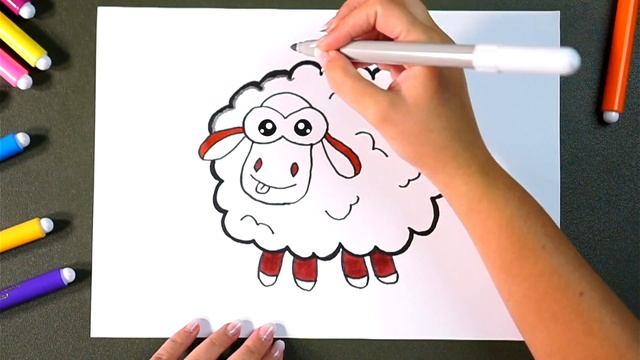 How to Draw a Playful SHEEP for Kids and Toddlers step by step смотреть онлайн