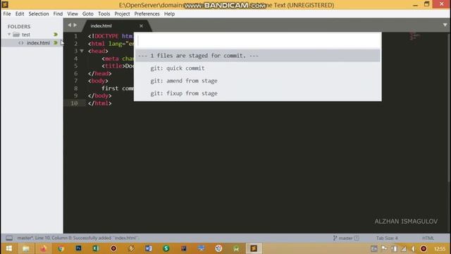 4. Sublime text 3 + Emmet + GitHub. How to create repository and commit changes using Git Savvy смотреть онлайн