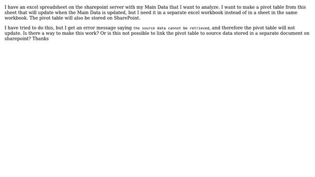 Sharepoint: Pivot Table Source Data in Separate Excel Workbook stored on sharepoint смотреть онлайн