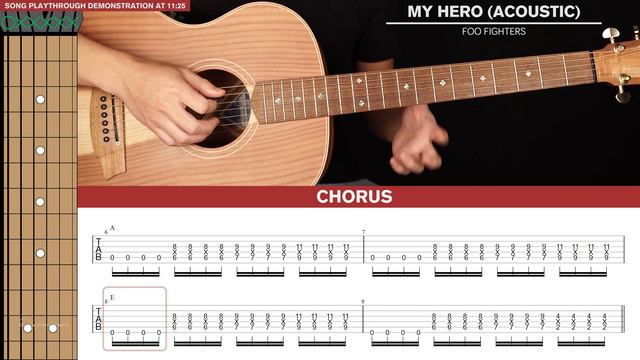 My Hero Acoustic Guitar Tutorial Foo Fighters Guitar Lesson + TABs смотреть онлайн