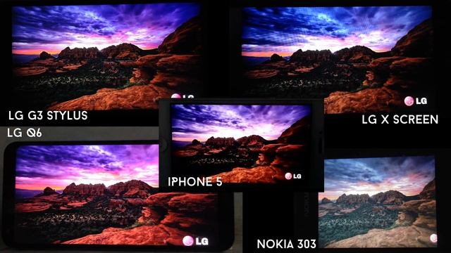 LG Q6 Vs LG G3 Stylus Vs LG X Screen Vs IPhone 5 Vs Nokia 303 [Display/Video Test] ~4K~