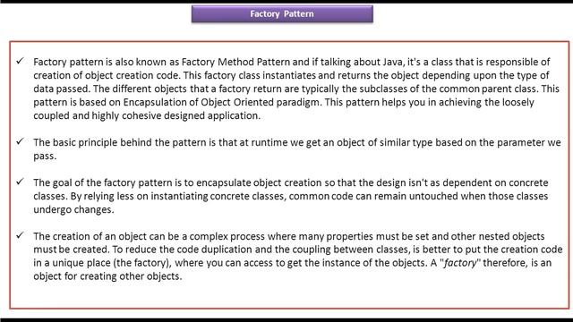 Factory Design Pattern - Key Points