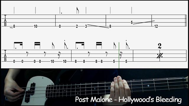 Post Malone - Hollywood's Bleeding (Bass cover with tabs 171) смотреть онлайн