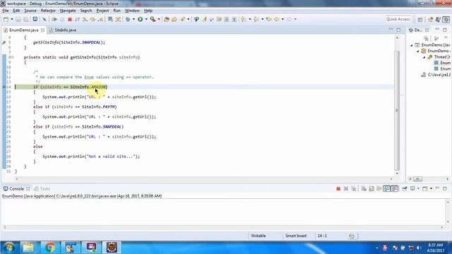 How to compare enum constants using == operator? - enum SiteInfo | Java enum смотреть онлайн