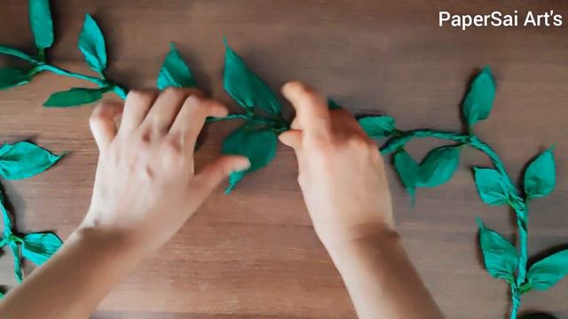 Hanging flower paper vines,Crepe paper leaves wall decor,Handmade flower garland@PaperSai arts смотреть онлайн
