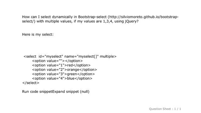jQuery : How to select dynamically in Bootstrap-select with multiple values смотреть онлайн