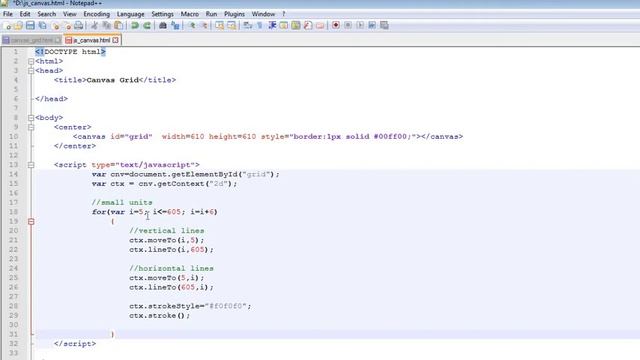 Drawing grid on HTML canvas with Javascript смотреть онлайн
