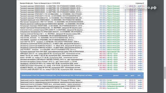 Все Российские Торги по Банкротству от 12 02 2019 смотреть онлайн