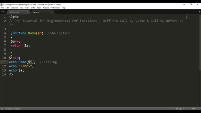 PHP Tutorial for Beginners11# PHP Functions | Diff b/w Call by Value & Call by Reference?? смотреть онлайн