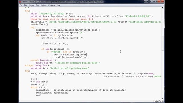 Charting Stocks part 30 - Graphing intra-day stock prices unix time stamps in Python смотреть онлайн