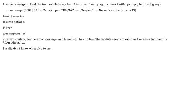 Cannot load tun module смотреть онлайн