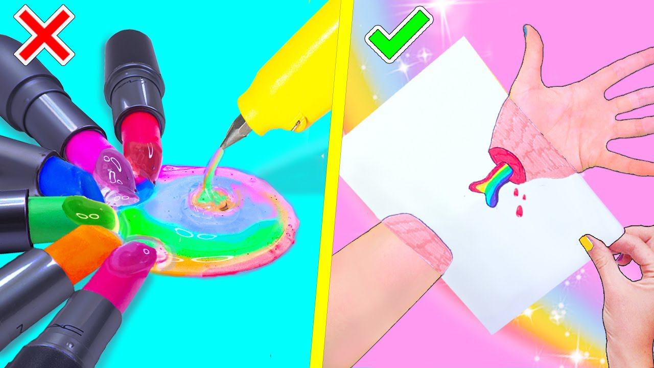 12 ЛАЙФХАКОВ для рисования и необычных поделок АНТИСТРЕССОВ! Подарки своими руками LIFE HACKS смотреть онлайн