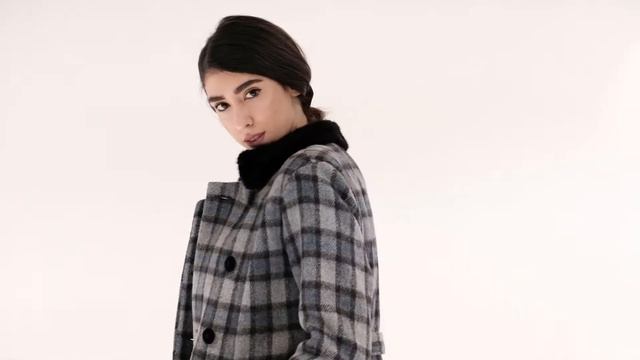 Клетчатое пальто с норковым воротником - Sarigianni Fur Fashion смотреть онлайн