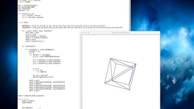 Easy 3D cube with rotation in python and turtle смотреть онлайн